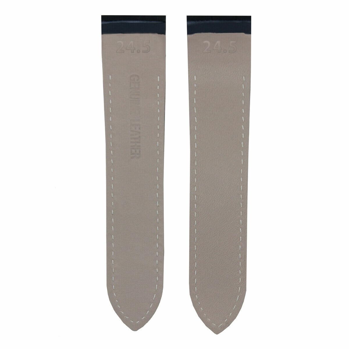 24.5mm Black Leather Watch Band Strap S531