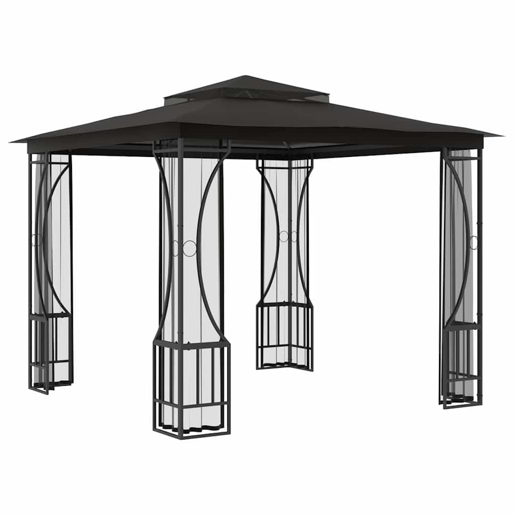 Gazebo with Nets 9.8x9.8x8.7 ft Anthracite Steel Frame Q352