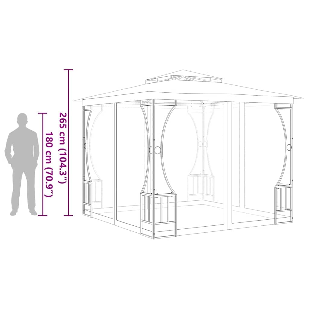 Gazebo with Nets 9.8x9.8x8.7 ft Anthracite Steel Frame Q352