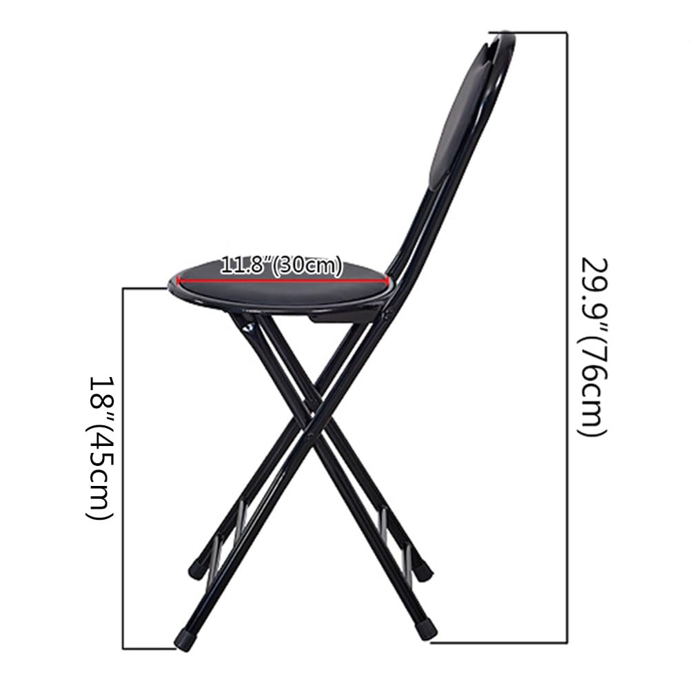Black 18 Inch Folding Bar Stool with Backrest F7136