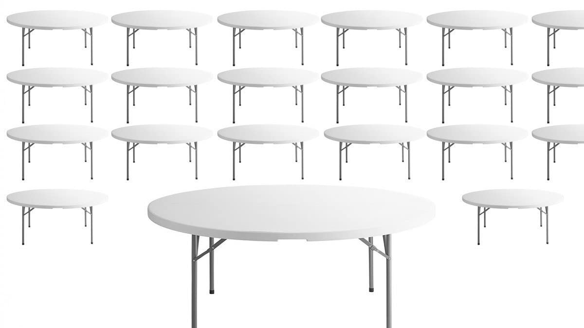 White 72 Inch Round Plastic Folding Table W476241