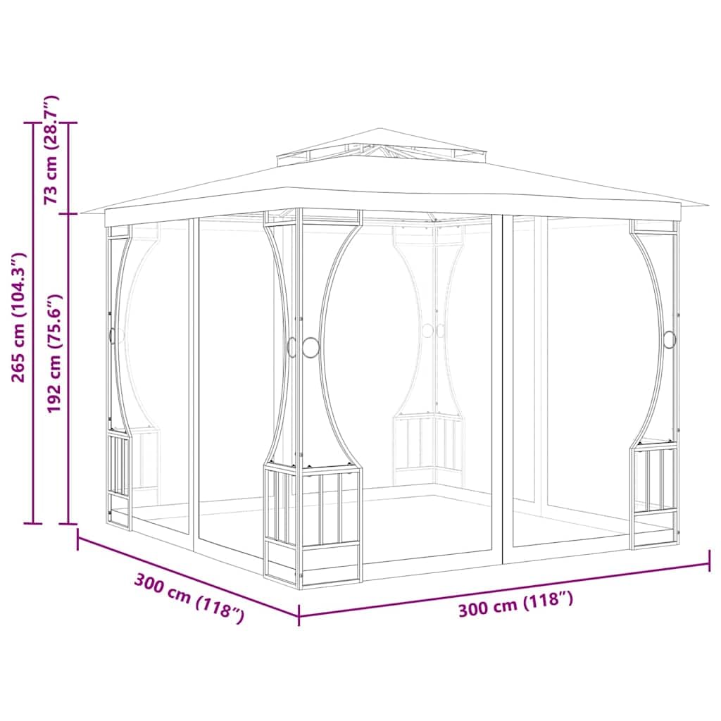Gazebo with Nets 9.8x9.8x8.7 ft Anthracite Steel Frame Q352