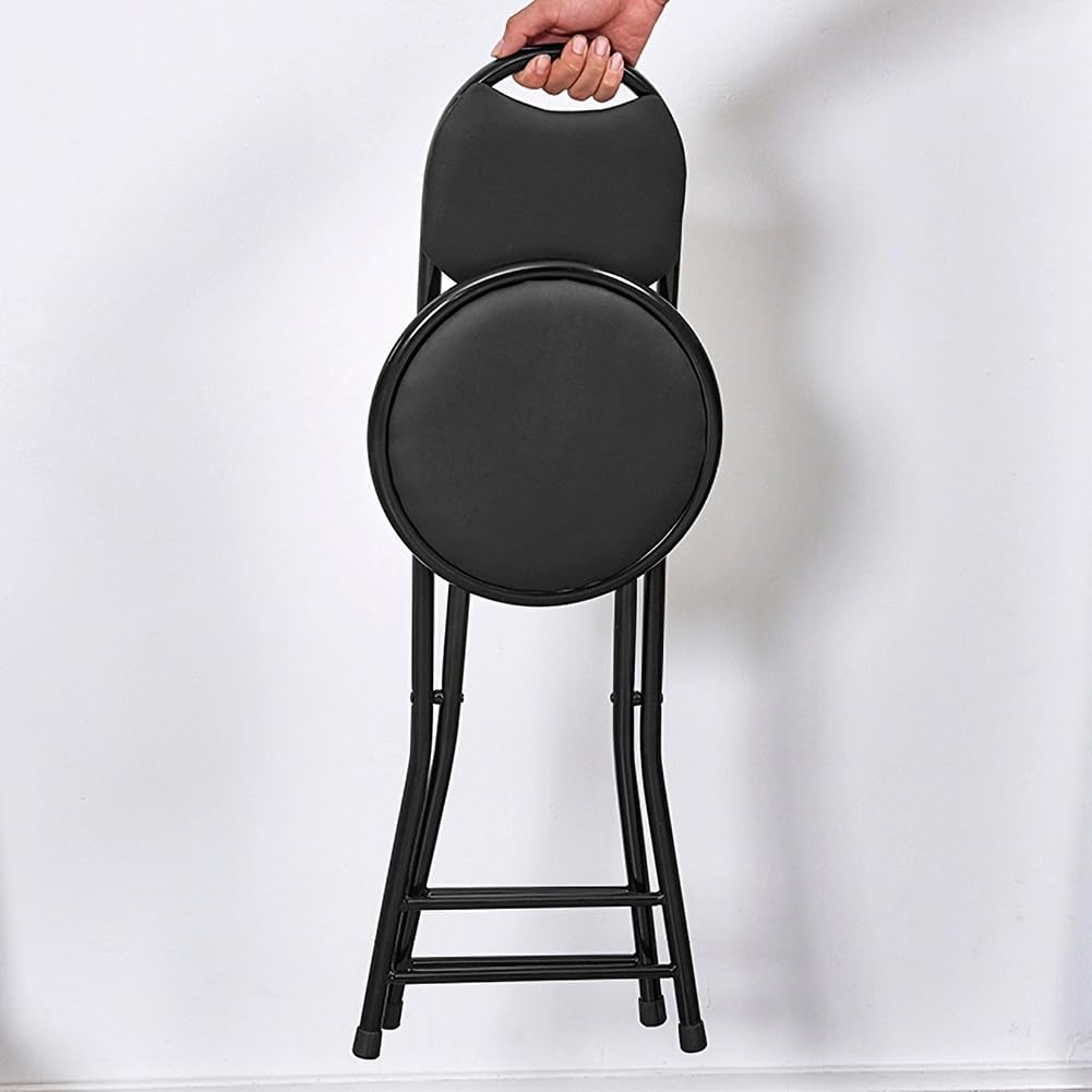 Black 18 Inch Folding Bar Stool with Backrest F7136