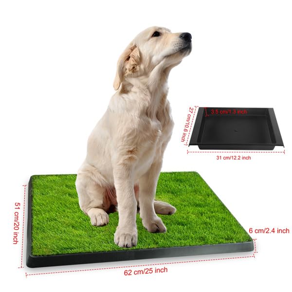 Indoor Dog Potty Training Pad with Removable Waste Tray, Artificial Turf, 25"×20" U30033