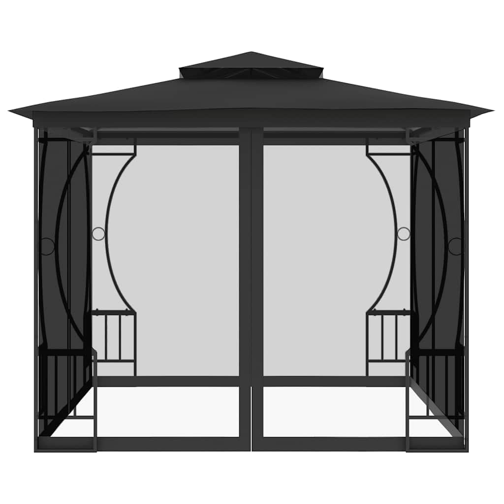 Gazebo with Nets 9.8x9.8x8.7 ft Anthracite Steel Frame Q352
