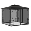 Gazebo with Nets 9.8x9.8x8.7 ft Anthracite Steel Frame Q352