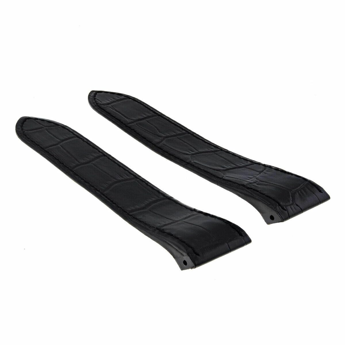 24.5mm Black Leather Watch Band Strap S531