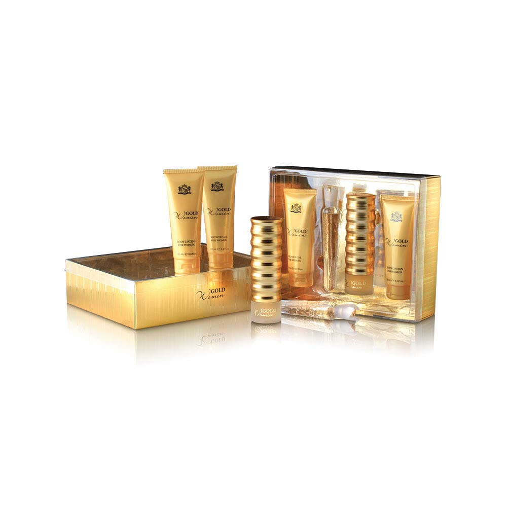 4 Pc Gift Set 3.3oz EDP Spray 0.5oz EDP Spray 4.3oz Shower Gel 4.3oz Body Lotion K459