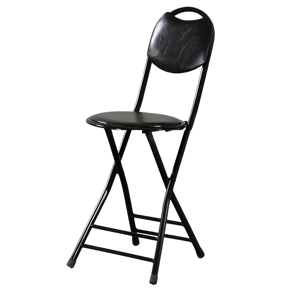 Black 18 Inch Folding Bar Stool with Backrest F7136