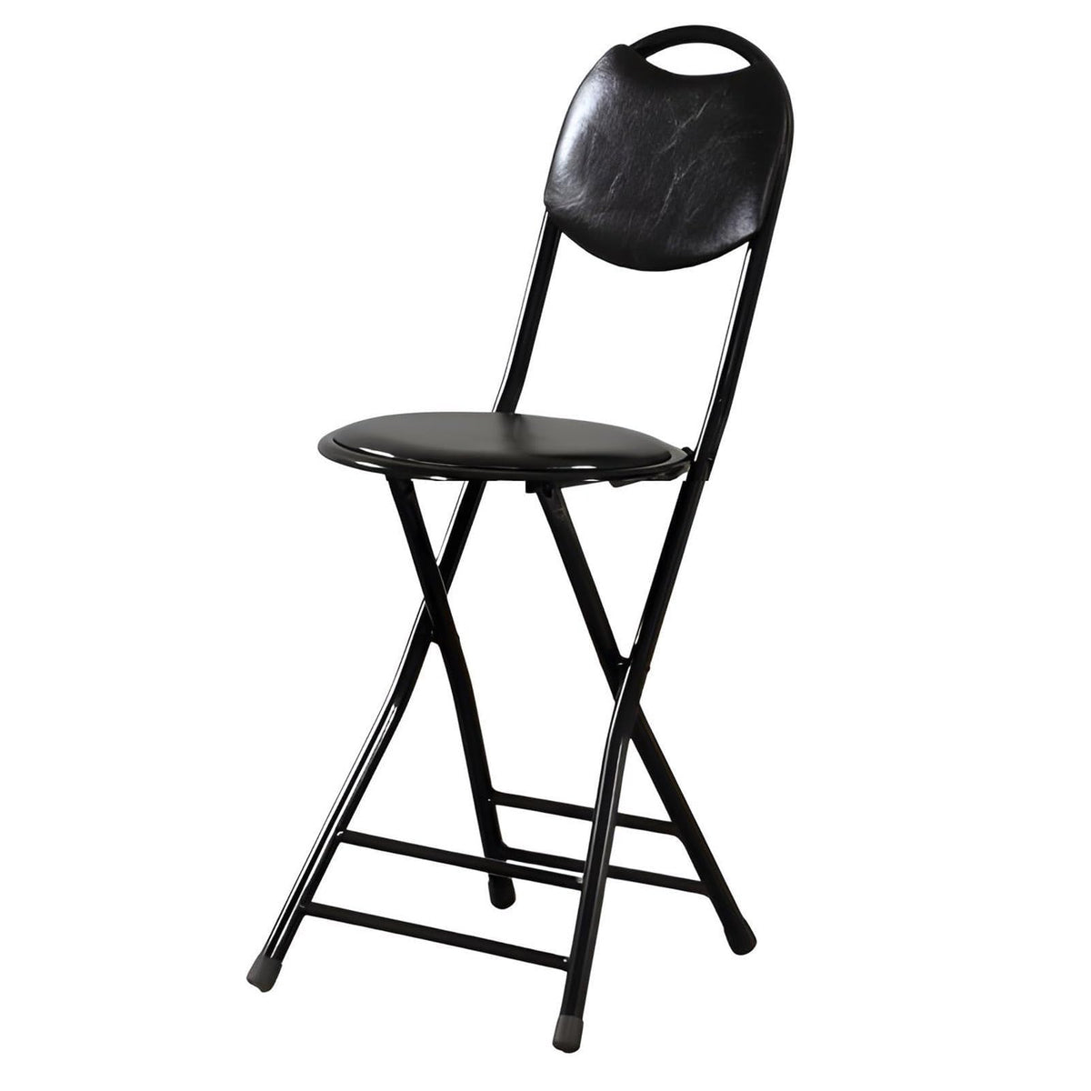 Black 18 Inch Folding Bar Stool with Backrest F7136