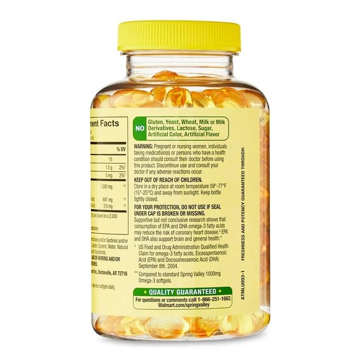 Omega-3 Fish Oil 1000 mg 120 Count Softgels Dietary Supplement Z255364