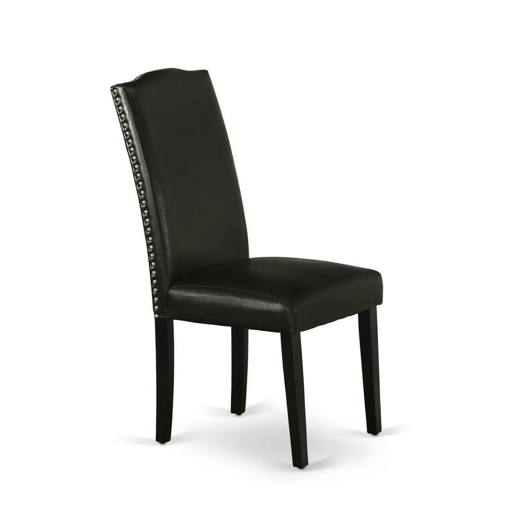 5 Piece Dinette Set with Rectangle Dining Table and 4 Black Faux Leather Chairs F934583