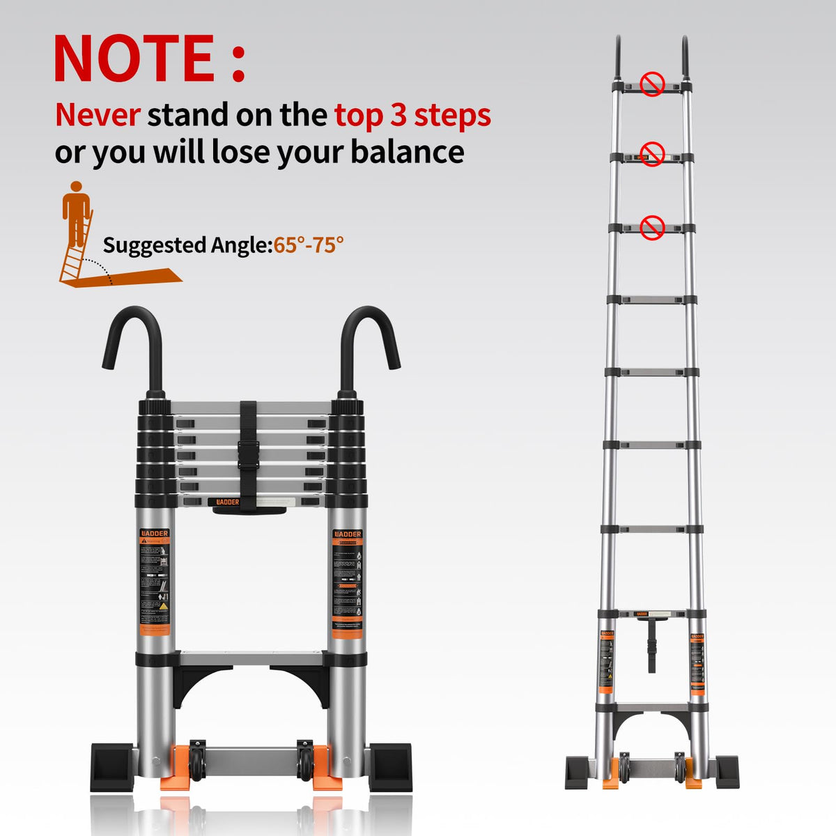 19.5FT Aluminum Telescoping Ladder 330lbs T350381