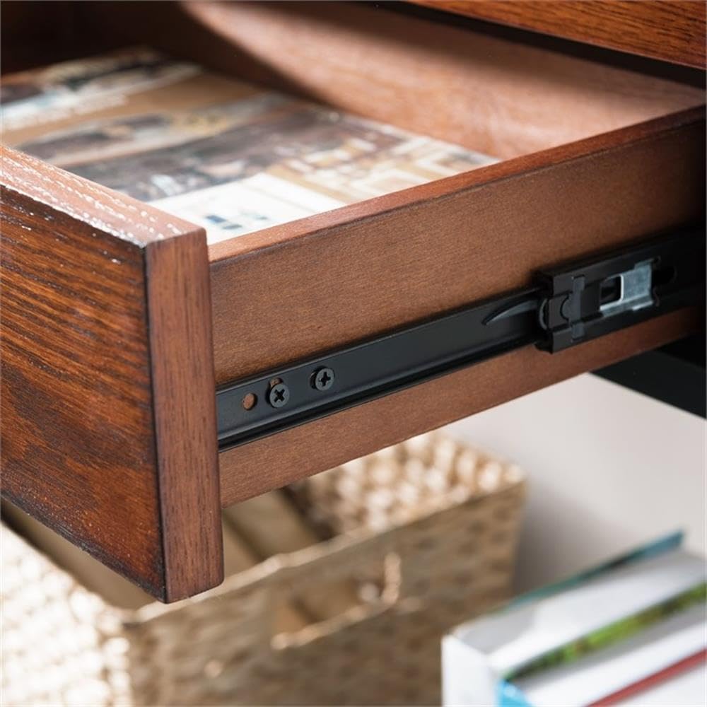 Industrial Wood Console Table with 2 Drawers and Storage Shelf Q561121