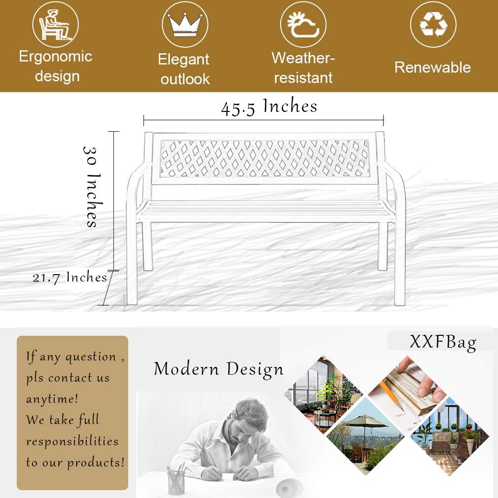 Black Metal Outdoor Bench with Armrests Q262