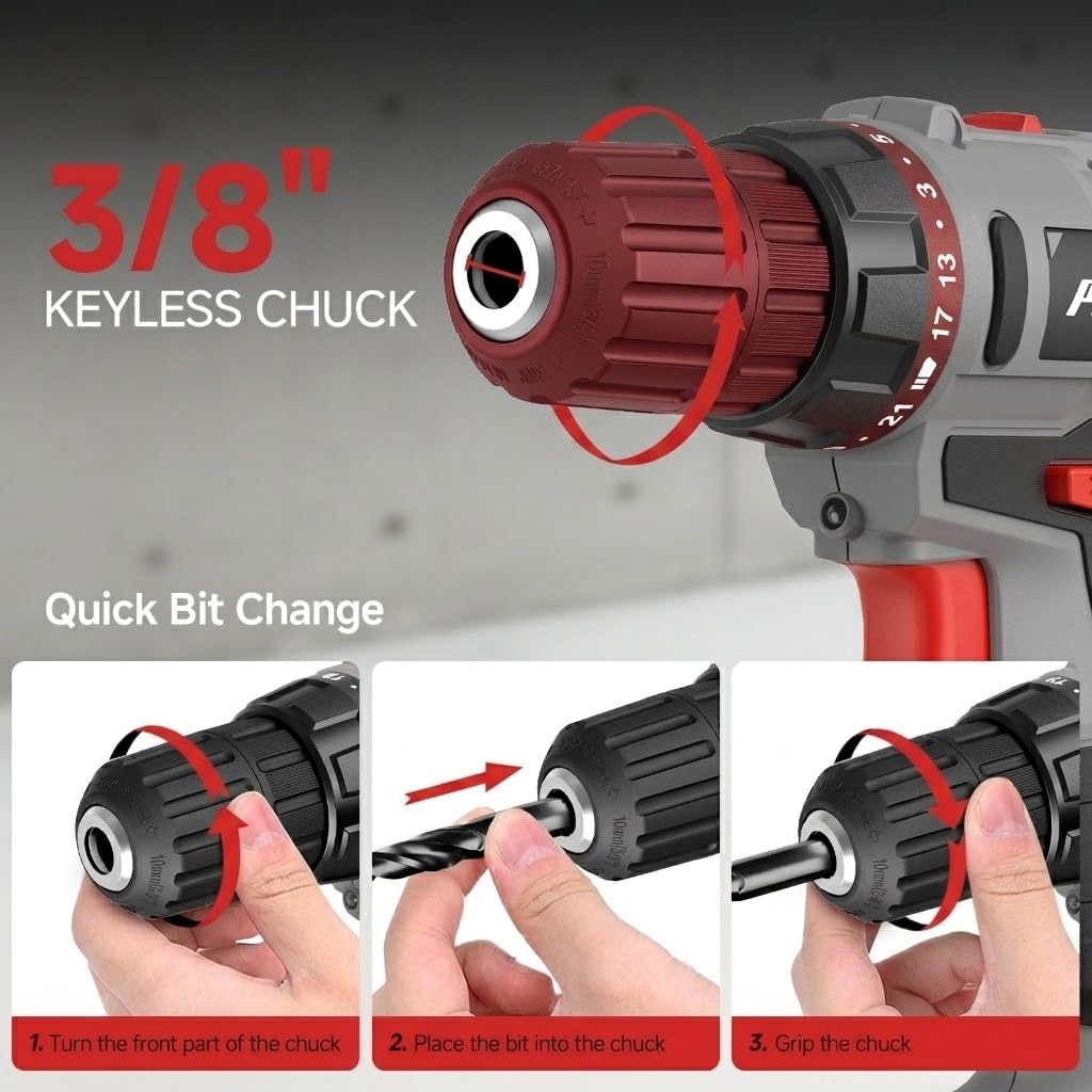 Cordless Drill Set 20V with Battery And Charger 59pcs Bits Kit H926394