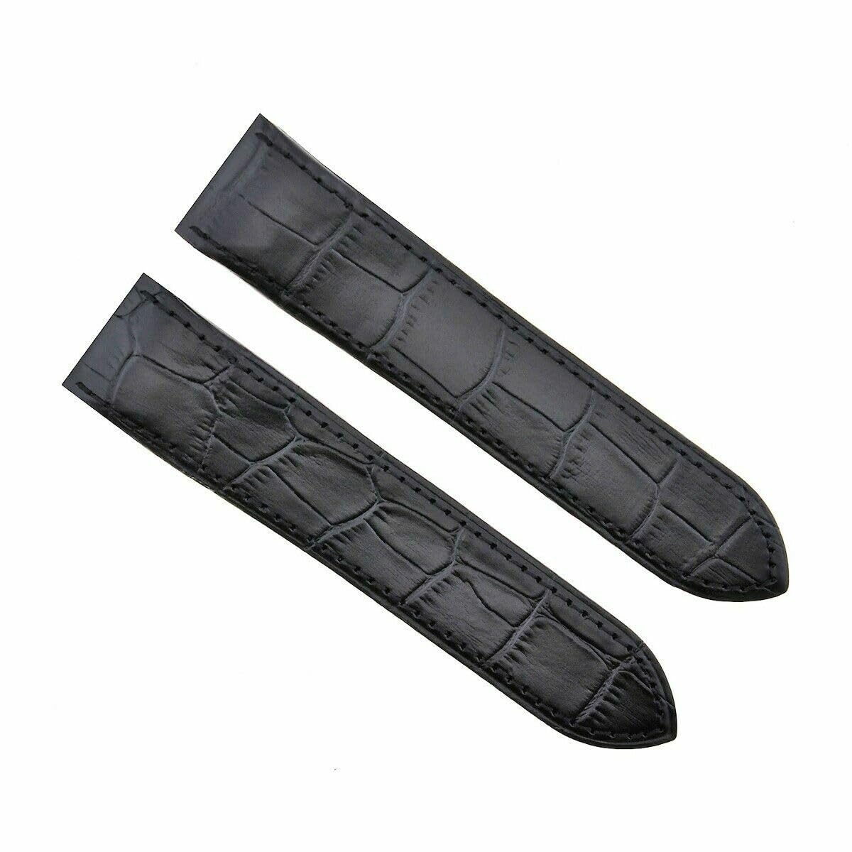 24.5mm Black Leather Watch Band Strap S531
