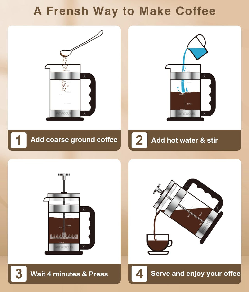 French Press Coffee Maker 21 oz Borosilicate Glass L910512