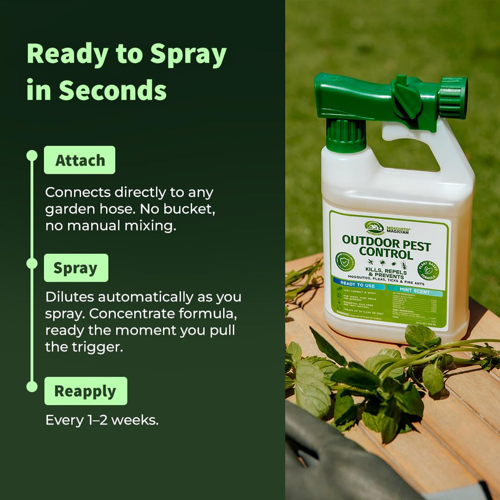 Outdoor Pest Spray with Hose End Sprayer 32 OZ Mint Y8266
