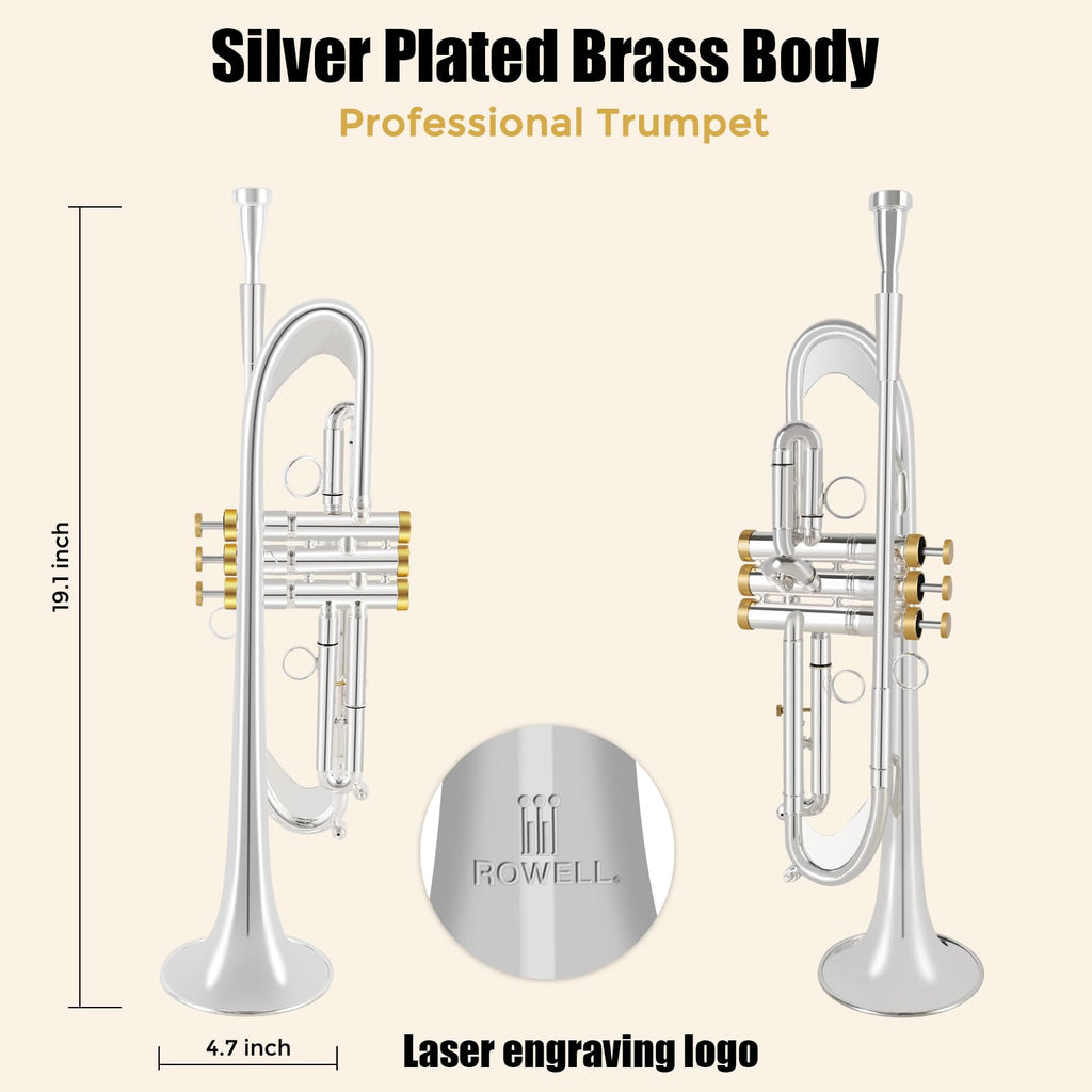 Bb Trumpet Brass Instruments Set with 7C Mouthpiece, Cloth and Gloves Q36770