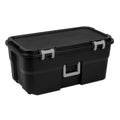 22 Gallon Black Wheeled Plastic Storage Trunk with Lids O7409