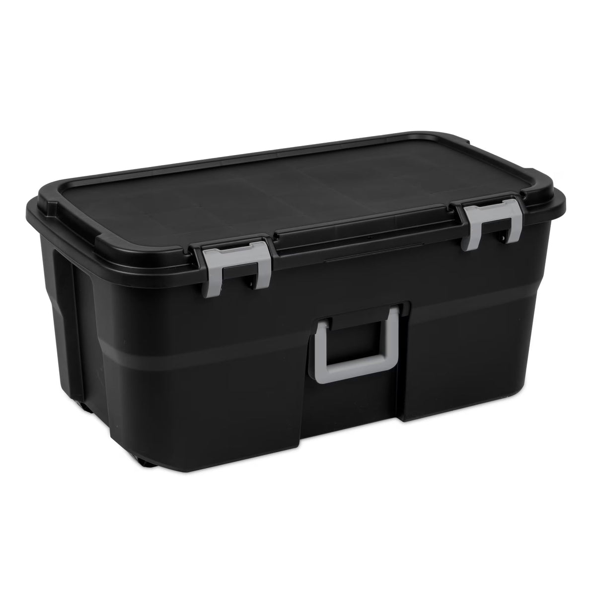 22 Gallon Black Wheeled Plastic Storage Trunk with Lids O7409