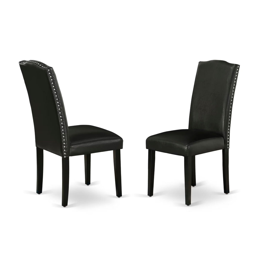 5 Piece Dinette Set with Rectangle Dining Table and 4 Black Faux Leather Chairs F934583