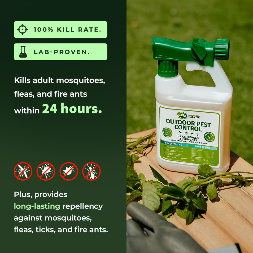Outdoor Pest Spray with Hose End Sprayer 32 OZ Mint Y8266
