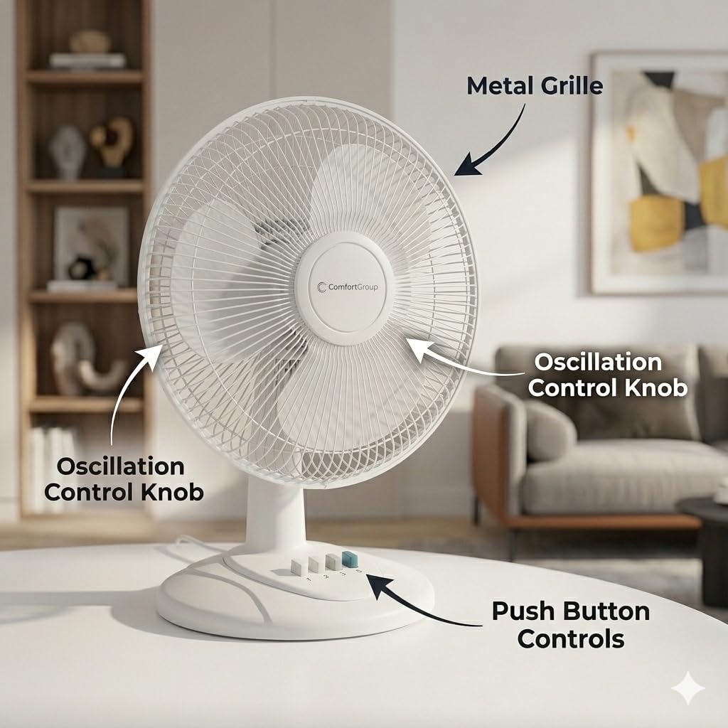 16 inch 3 Speed Oscillating Table Fan D4873