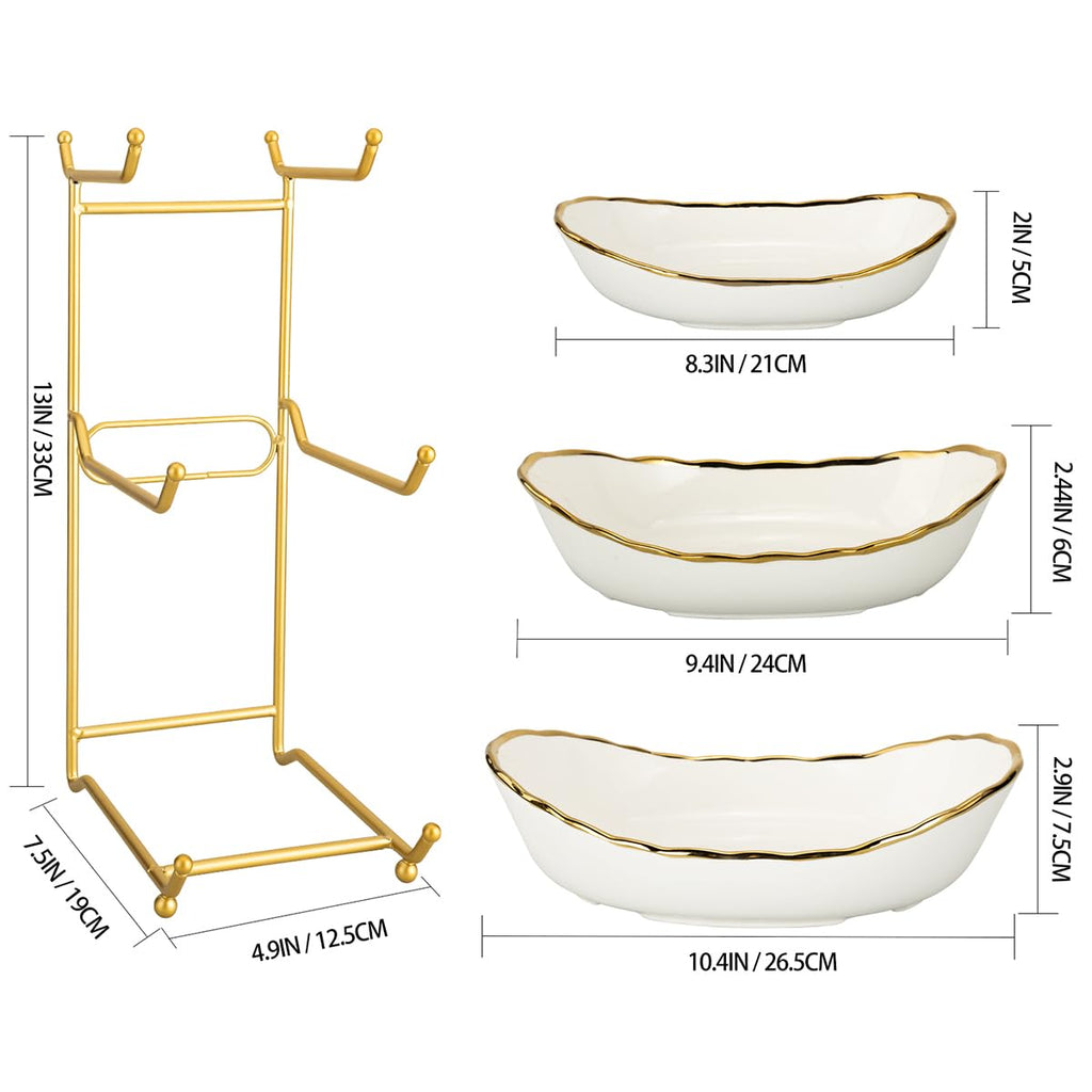 White Ceramic 3 Tier Fruit Bowl with Metal Stand R512
