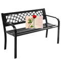 Black Metal Outdoor Bench with Armrests Q262