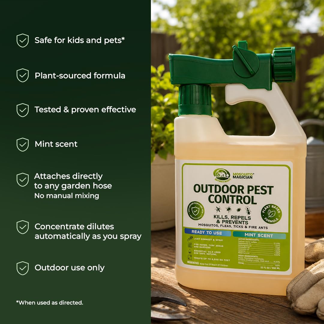 Outdoor Pest Spray with Hose End Sprayer 32 OZ Mint Y8266