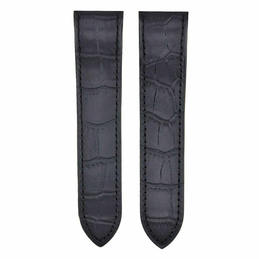 24.5mm Black Leather Watch Band Strap S531