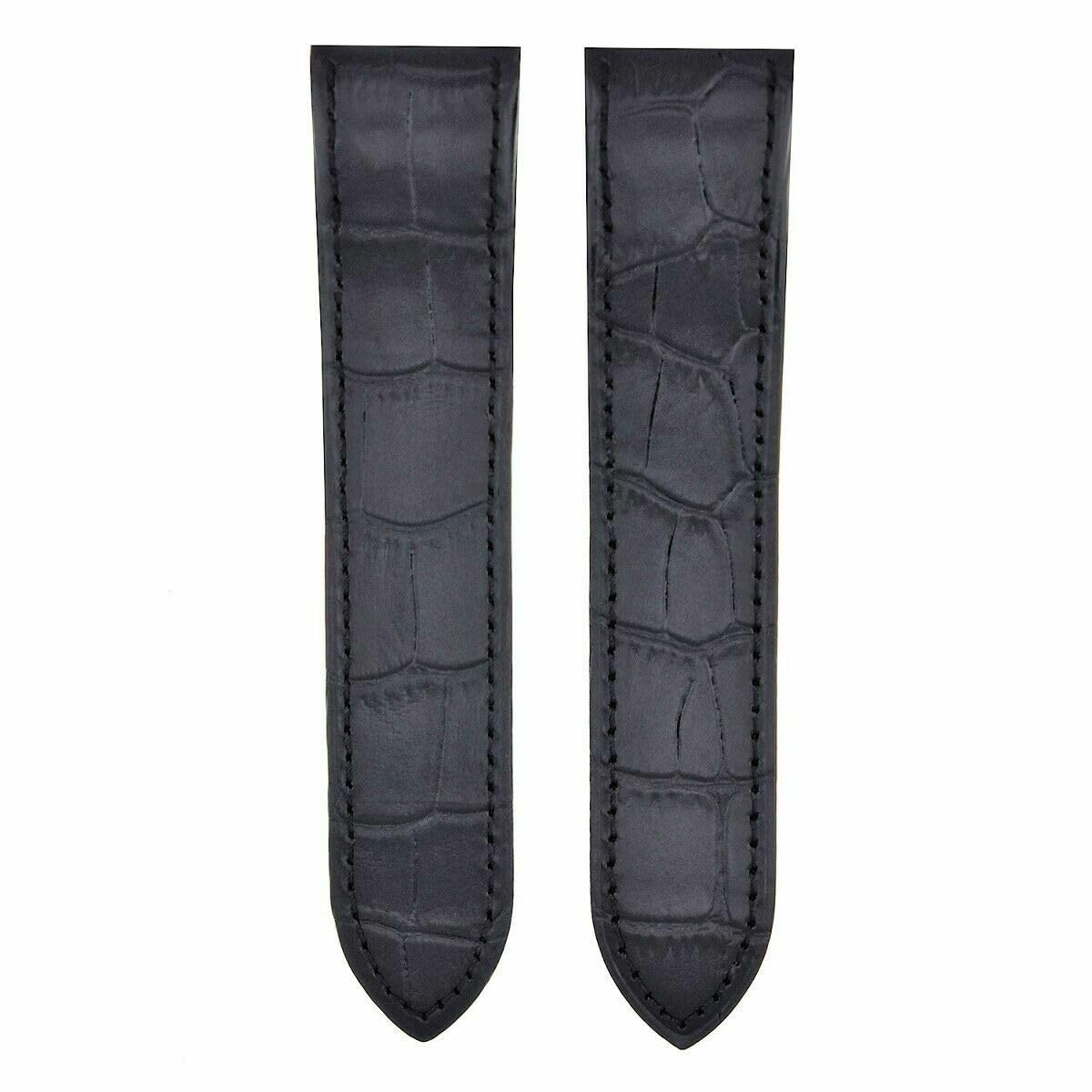 24.5mm Black Leather Watch Band Strap S531