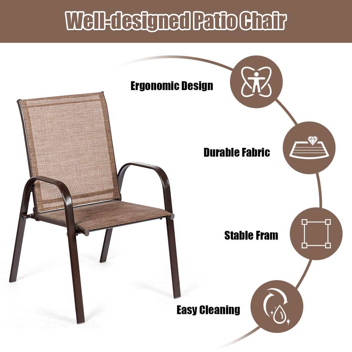 2 Piece Outdoor Patio Chairs with Breathable Fabric S649