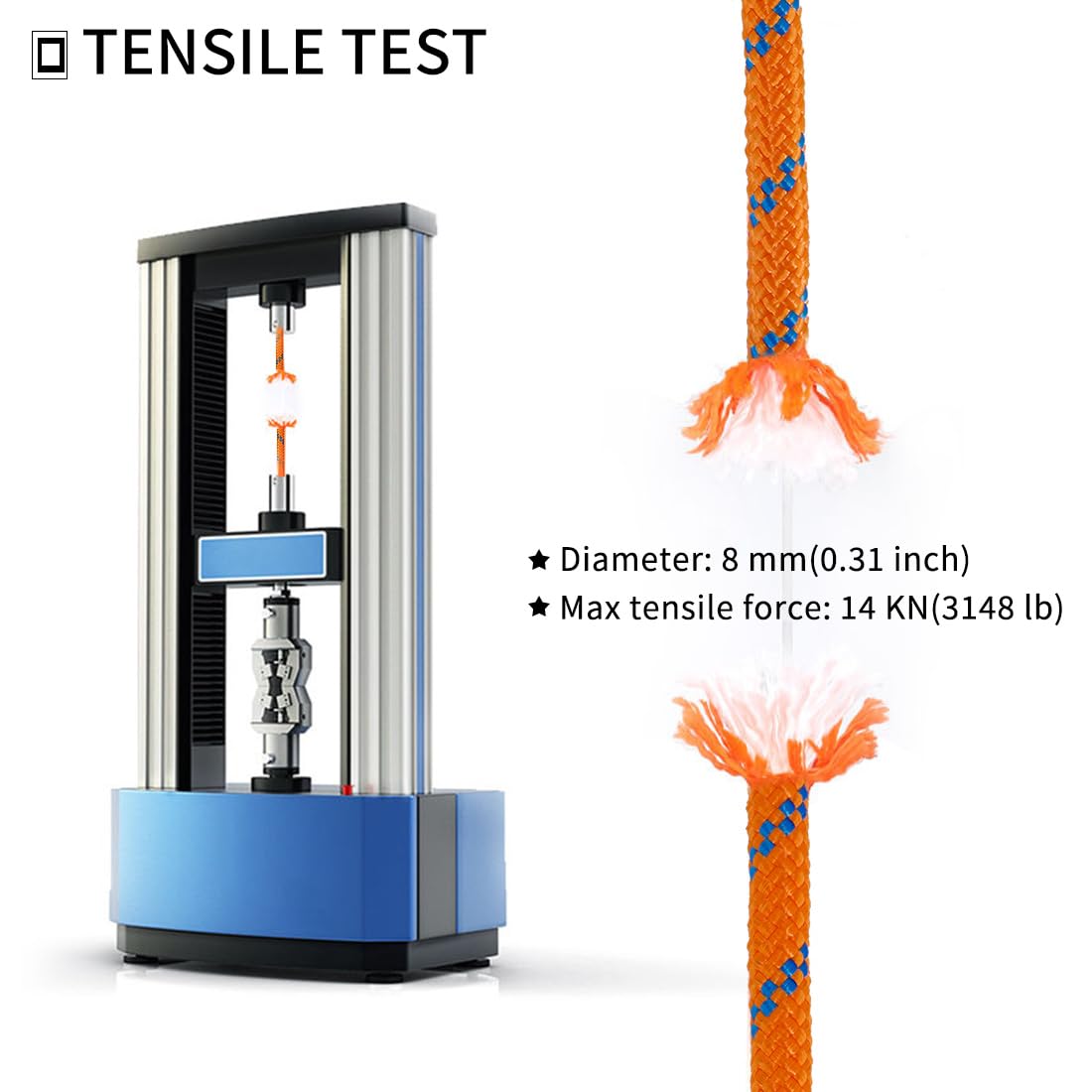 8mm High Strength Polyester Climbing Rope H591748