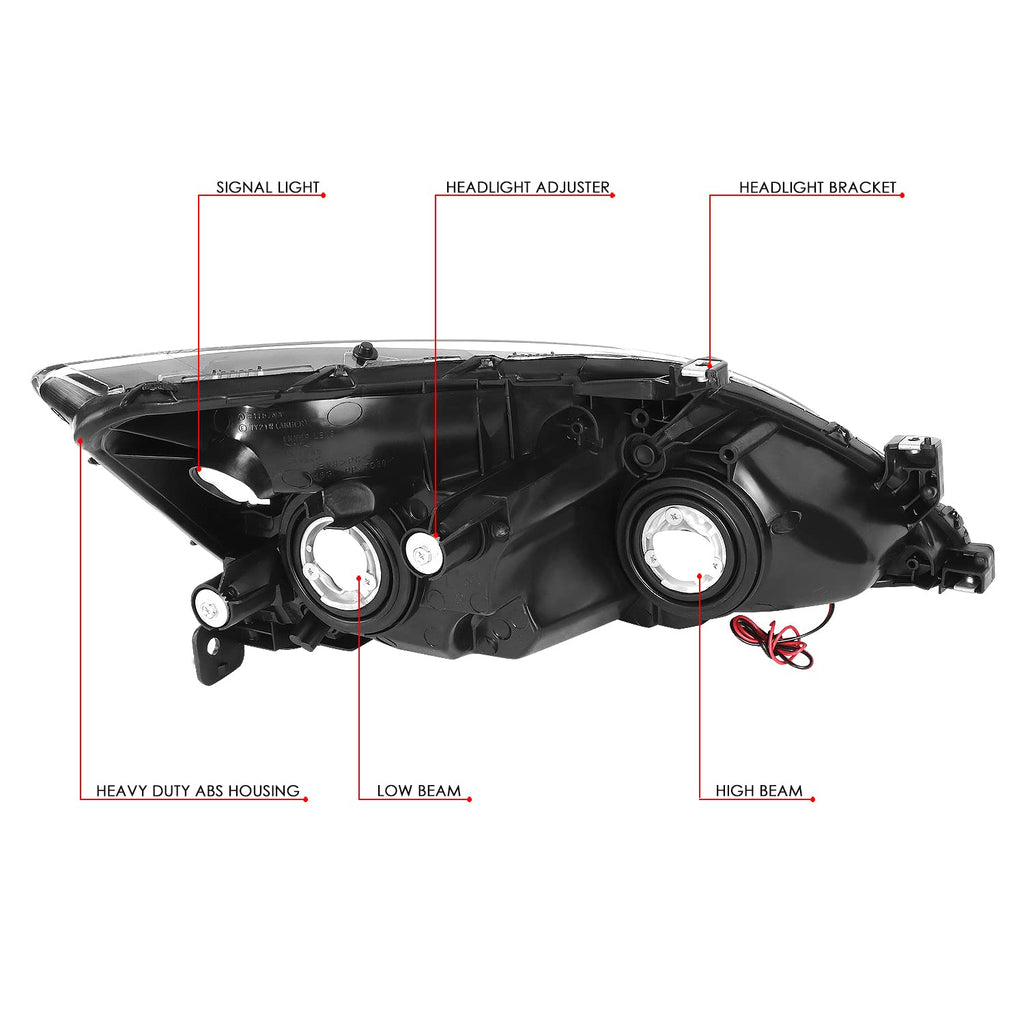 Black Headlight Assembly with LED Day Running Light Z18712