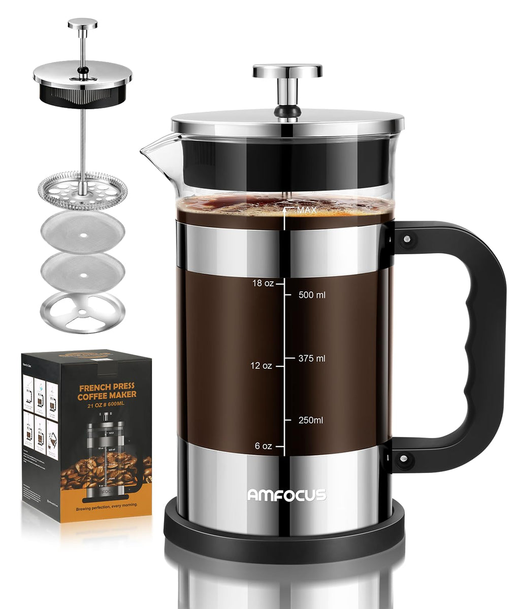 French Press Coffee Maker 21 oz Borosilicate Glass L910512