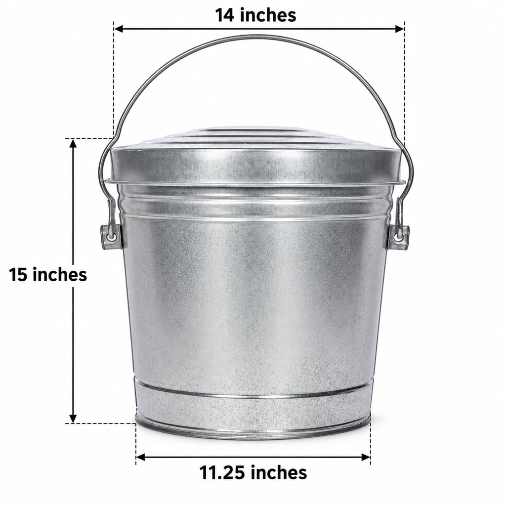6 Gal Galvanized Steel Storage Can with Locking Lid M887017