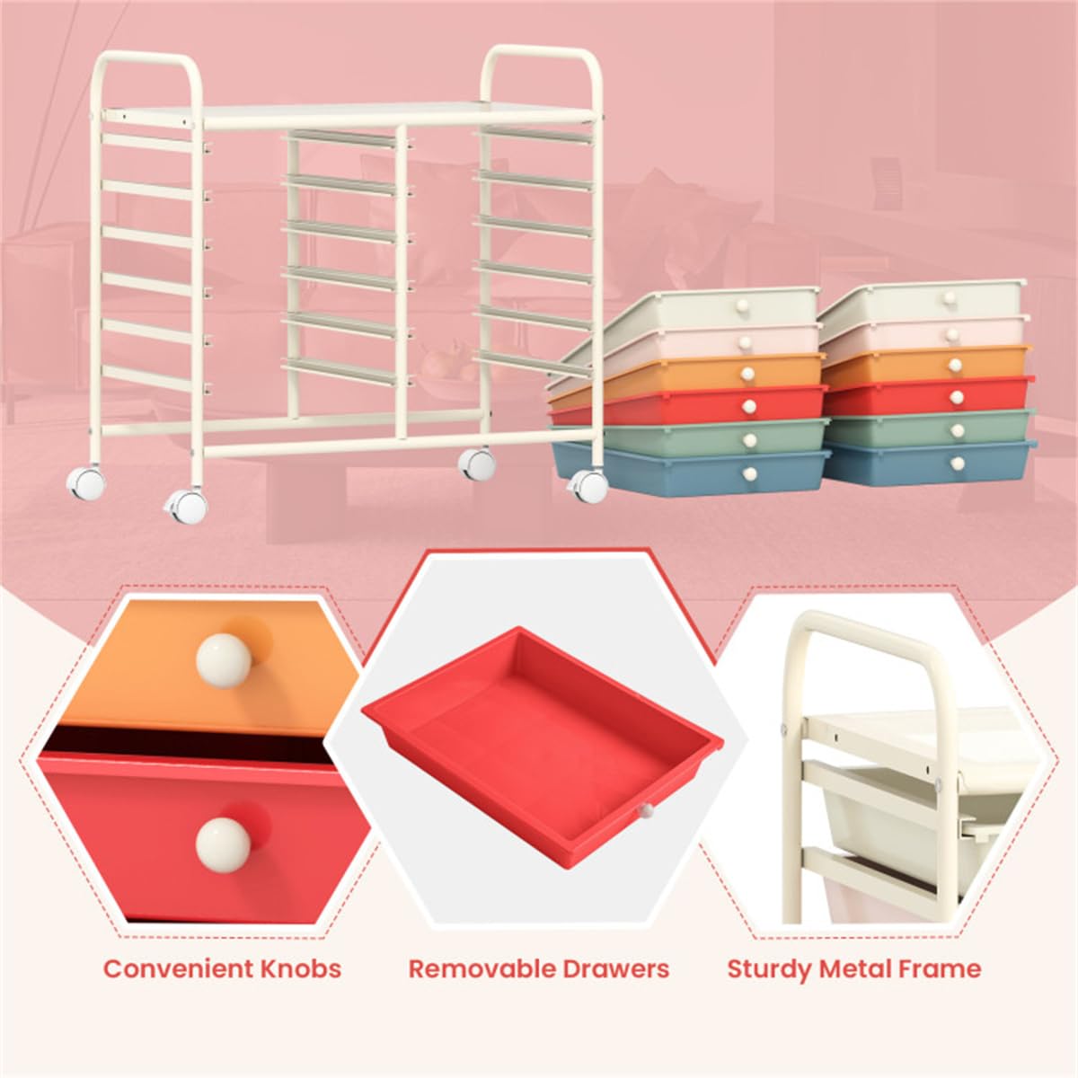 12 Drawer Rolling Storage Cart with Wheels K92725