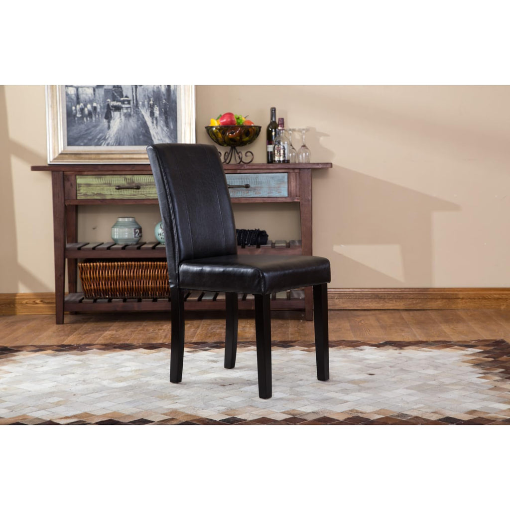 Black Faux Leather Parson Chair Set of 2 R344382