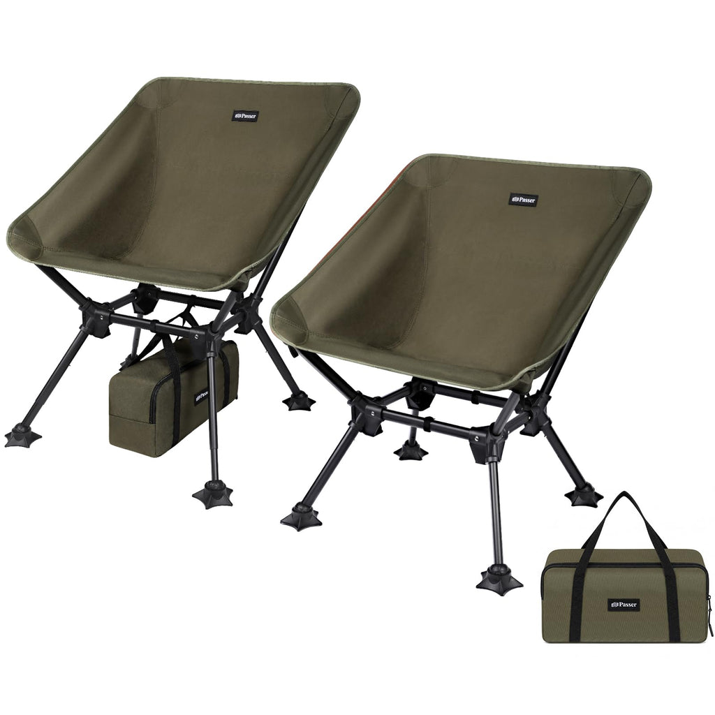 2 Pack Green Folding Camping Chair with Storage Bag X938