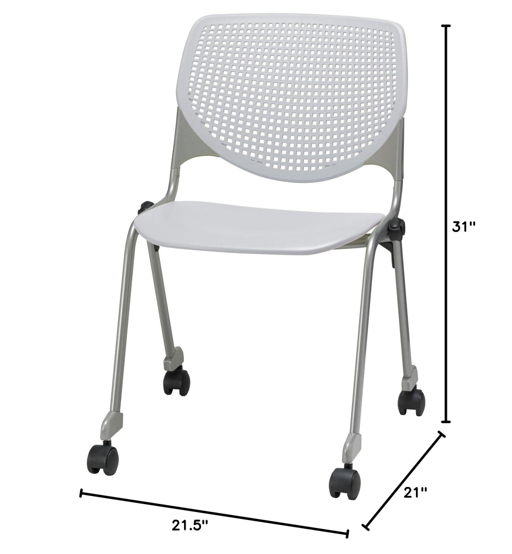 Light Grey Stack Chair with Casters K59359
