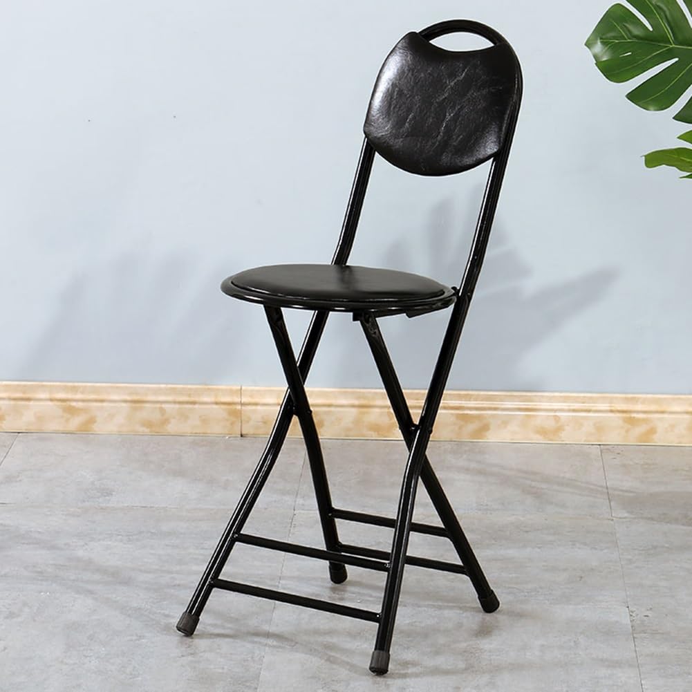 Black 18 Inch Folding Bar Stool with Backrest F7136