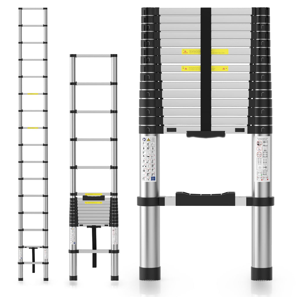15.8FT Aluminum Telescoping Ladder 330LBS Capacity O181