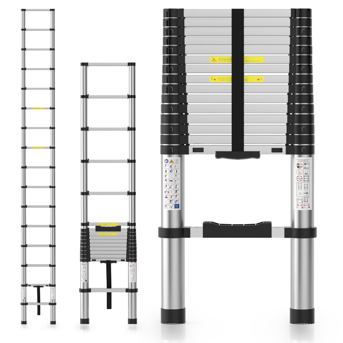 15.8FT Aluminum Telescoping Ladder 330LBS Capacity O181