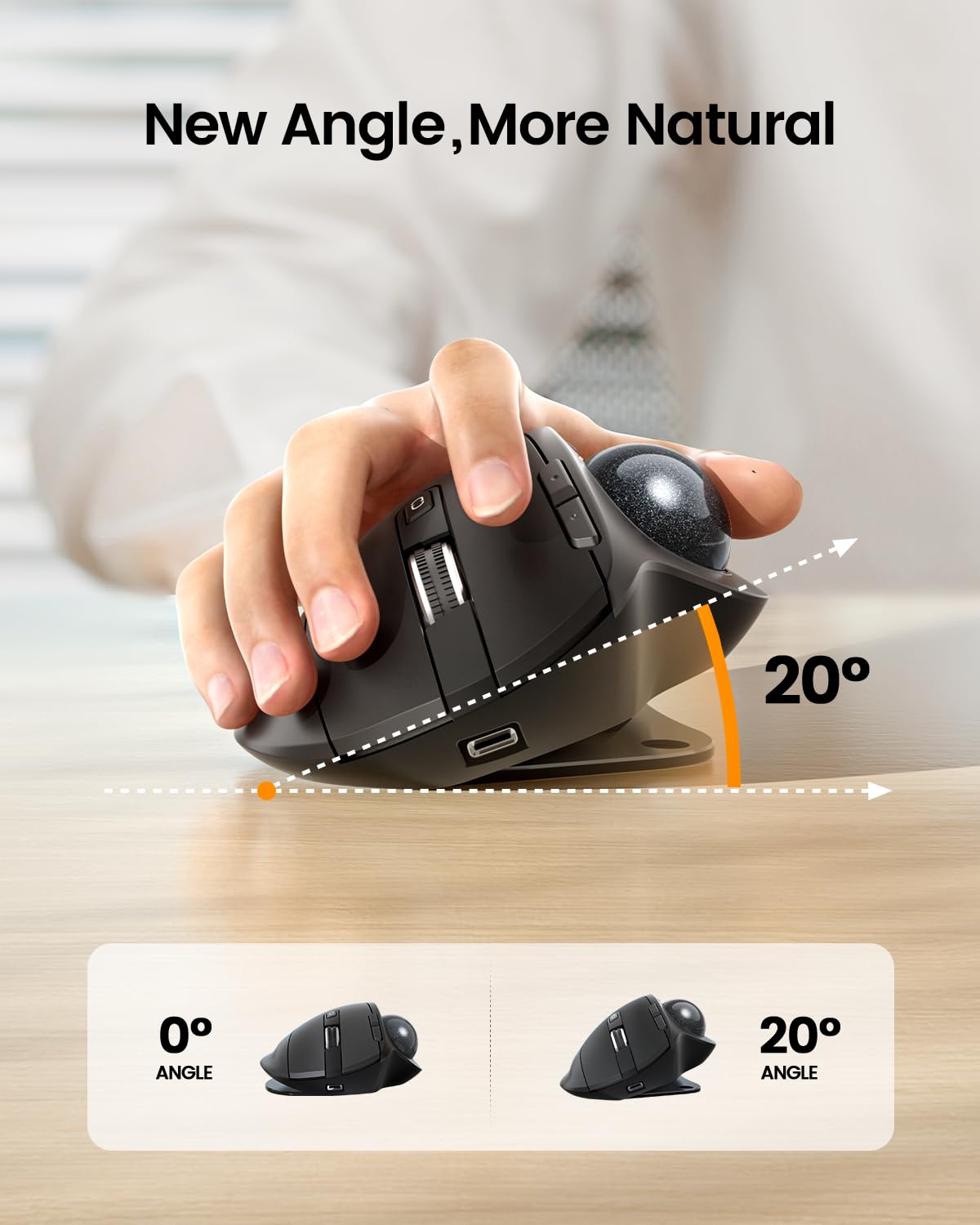 Wireless Rechargeable Gray Trackball Mouse S2752