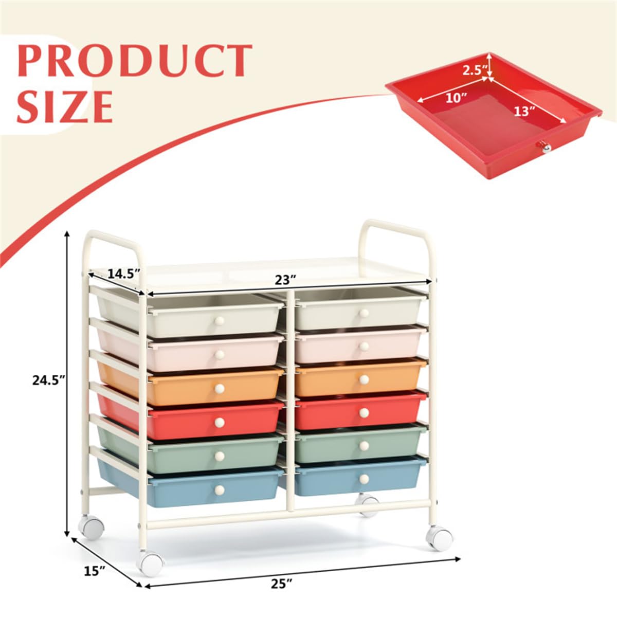 12 Drawer Rolling Storage Cart with Wheels K92725