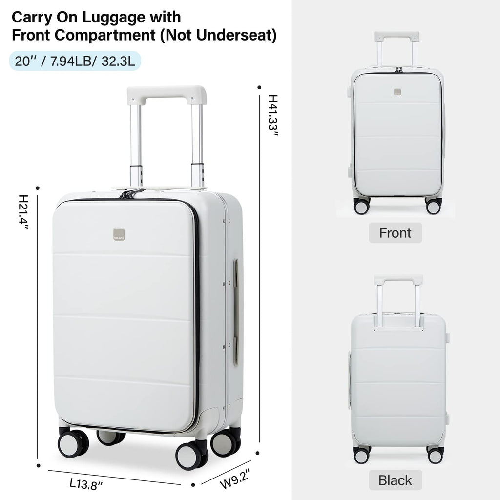Smoke White 20 Inch Hard Shell Carry On Luggage R609