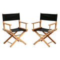 2 PCS Black Solid Wood Folding Director Chairs with Armrests O36695